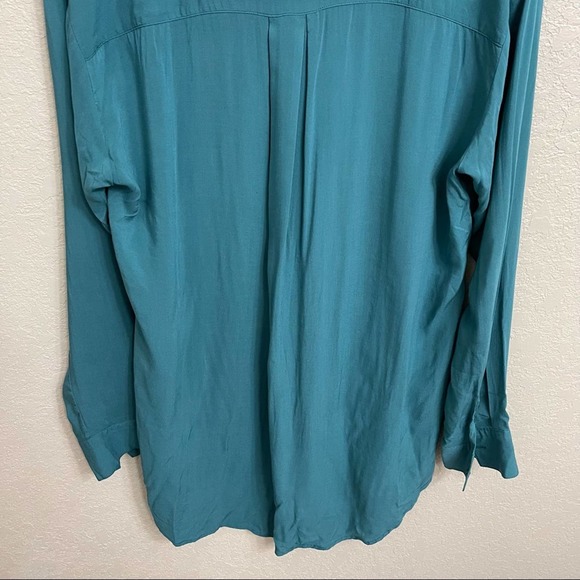 Sandra Ingrish Tunic Top blueish Green button down sz L - Picture 6 of 9